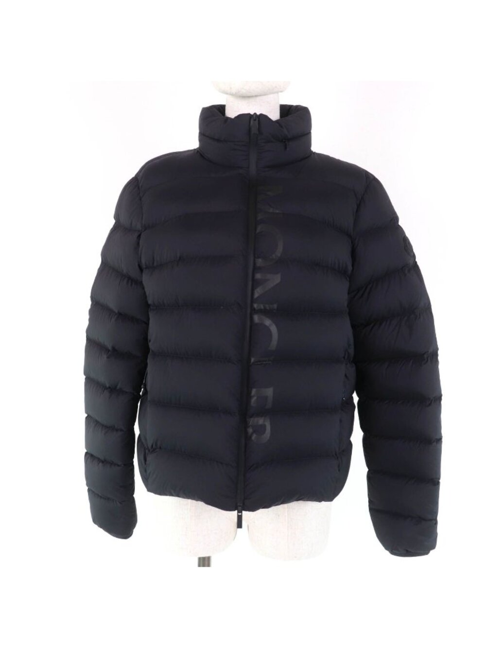 Moncler Cerces Logo Patch Hooded Front Down Jacket Black